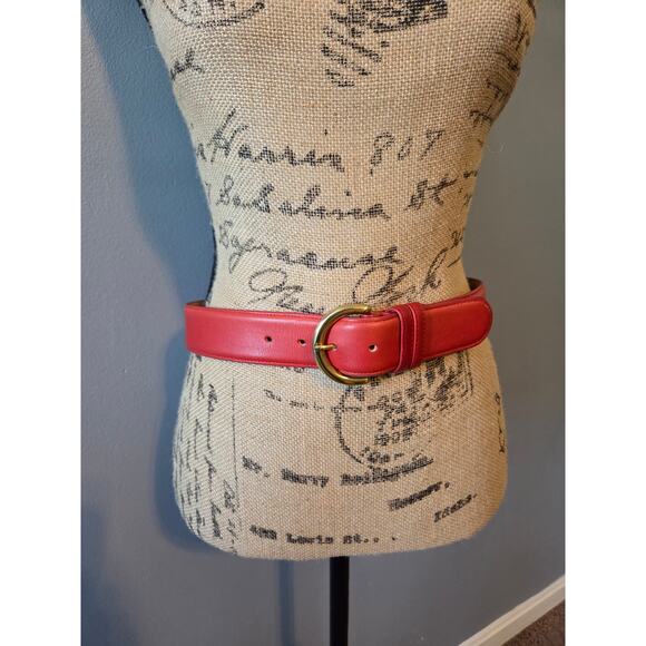 Coach 1.5 inch cowhide leather red belt solid brass buckle made in USA 32\